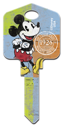 D62 - Mickey Mouse - 1928 disney, mickey mouse 1928, licensed, painted, house key, key blank