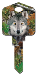 DPW2 - Wolf Deep Woods Wolf large headed licensed painted house key blank