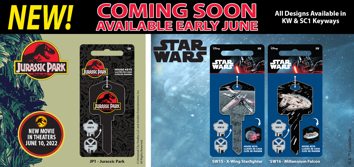Coming Soon! New Jurassic Park and Star Wars House Keys Available June 2022!