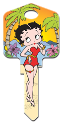 B10 - Tropical Island Betty Boop, Tropical Island, house key blank, licensed, painted