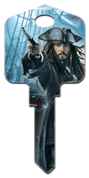 D27 - Captn Jack Sparrow Disney, Pirates of the Caribbean, Captn Jack Sparrow licensed painted house key blank