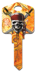 D28 - Skull & Swords Disney, Pirates of the Caribbean, Skull & Swords licensed painted house key blank