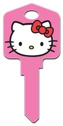 SR1 - Hello Kitty Pink Hello Kitty, house key, licensed, painted, key blanks, pink hello kitty