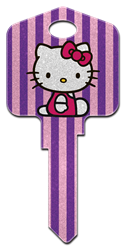 SR10 - Hello Kitty Glitter Hello Kitty, house key, glitter, licensed, painted, house key, key blanks