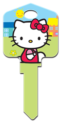 SR5 - Hello Kitty Green Hello Kitty, house key, licensed, painted, key blanks, green